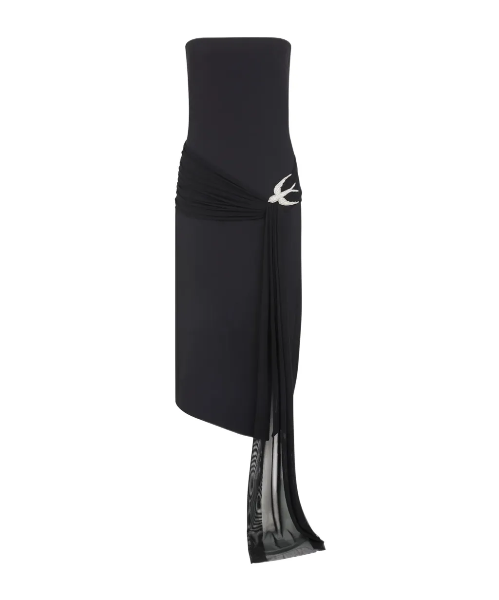 Sleeveless Midi Dress With Crystal Hummingbird