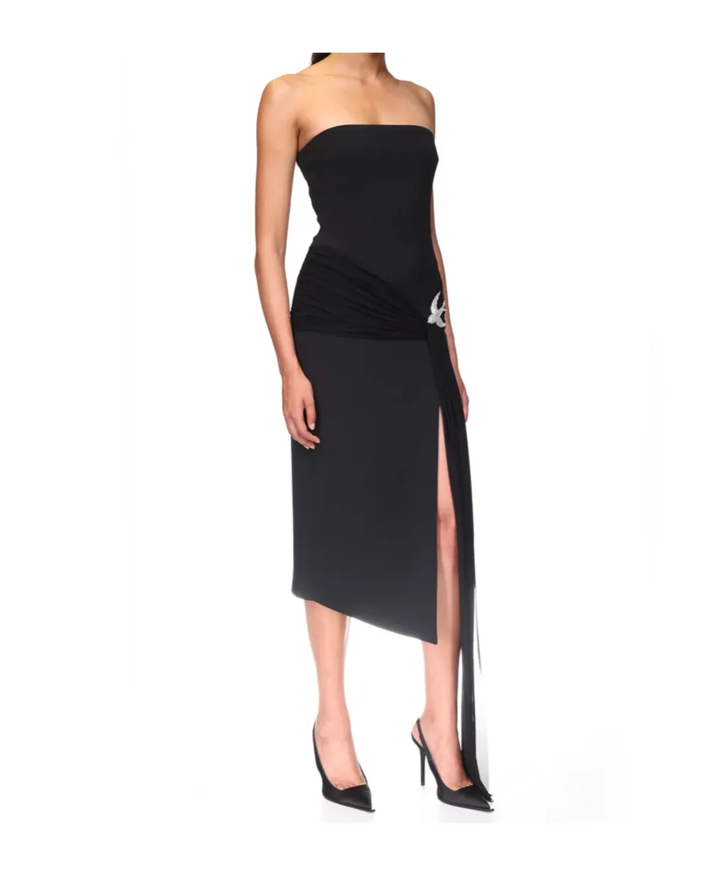 Sleeveless Midi Dress With Crystal Hummingbird