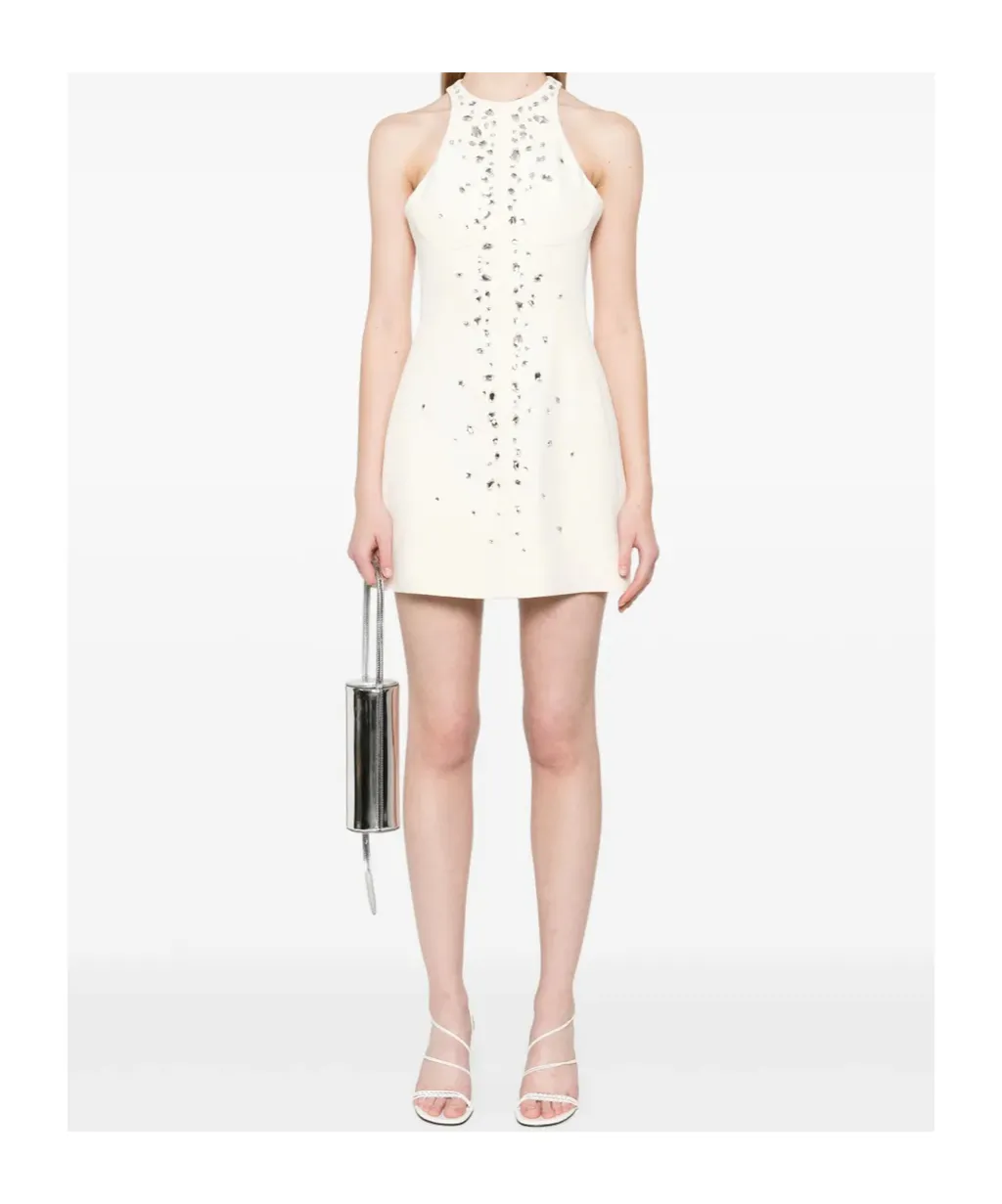 Crystal-Embroidered Mini Dress