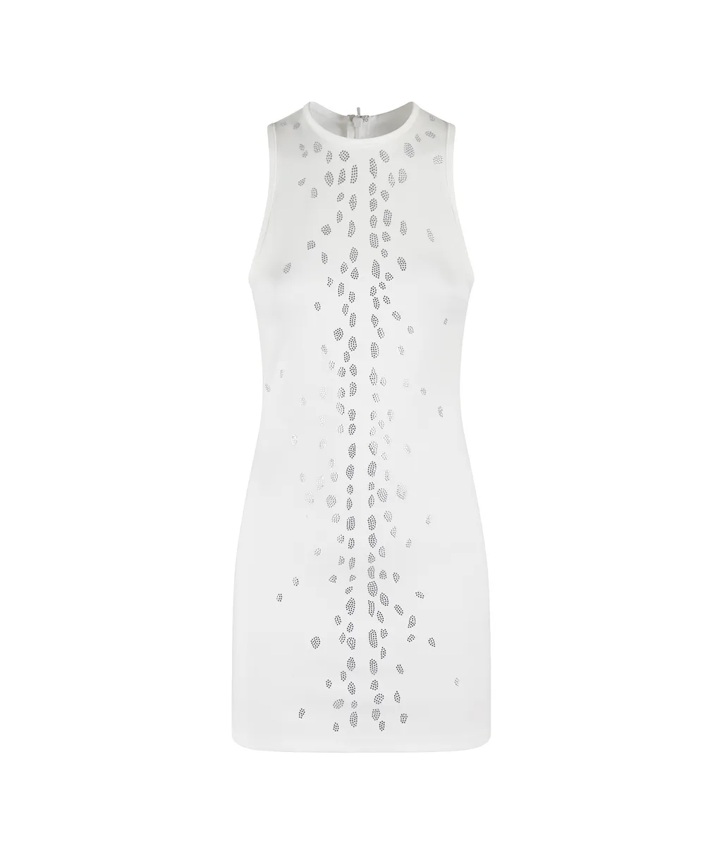 Speckled Rhinestone Embellished Mini Jersey Dress