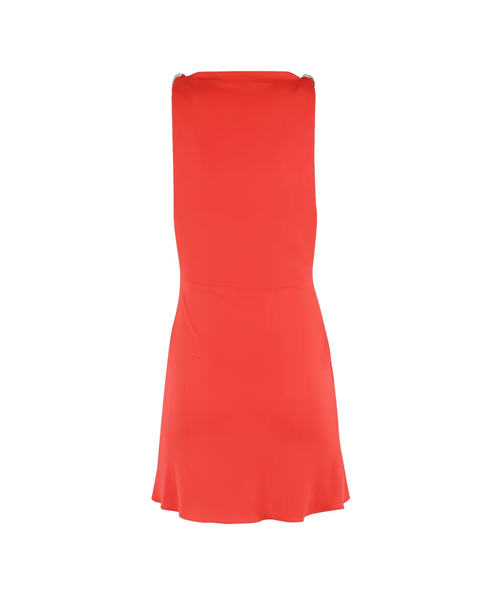 Crystal Claw Embellished Detail Cowl Neck Mini Dress