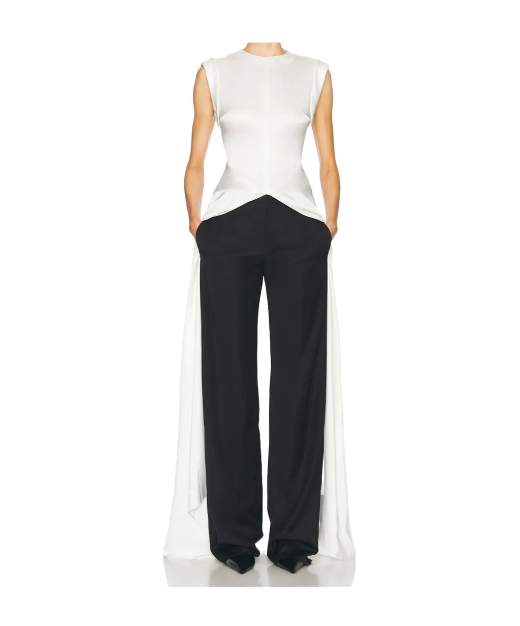 Roll-Cuffs Satin Blouse