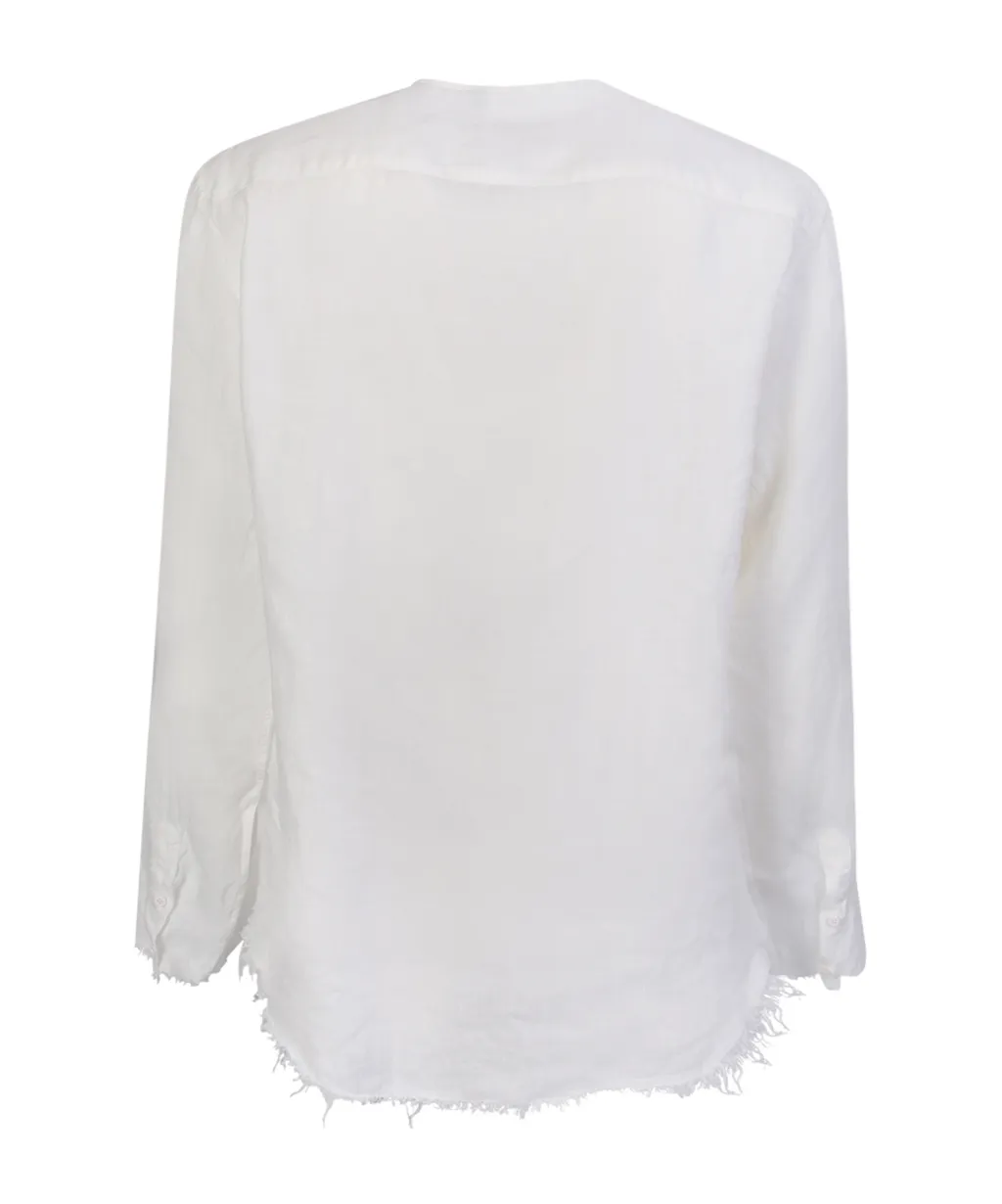 Frayed-Hem Linen Shirt