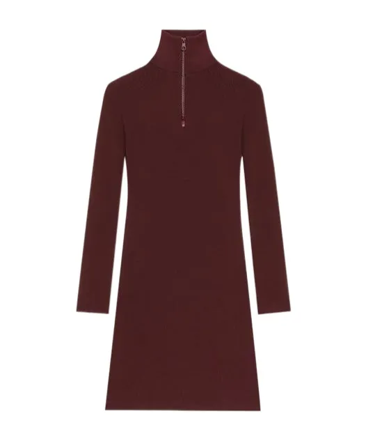 Mock-Neck Zip-Front Mini Dress