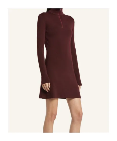 Mock-Neck Zip-Front Mini Dress