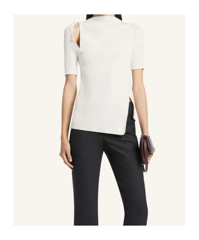 Cut-Out Ribbed-Knit Top