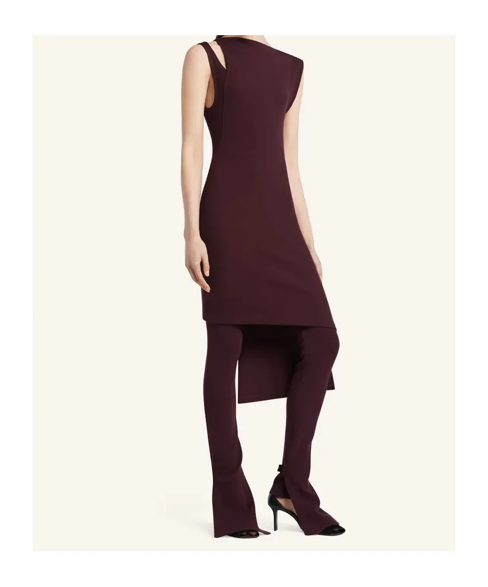 Asymmetrical Shoulder Cut-Out Ribbed Midi Dress