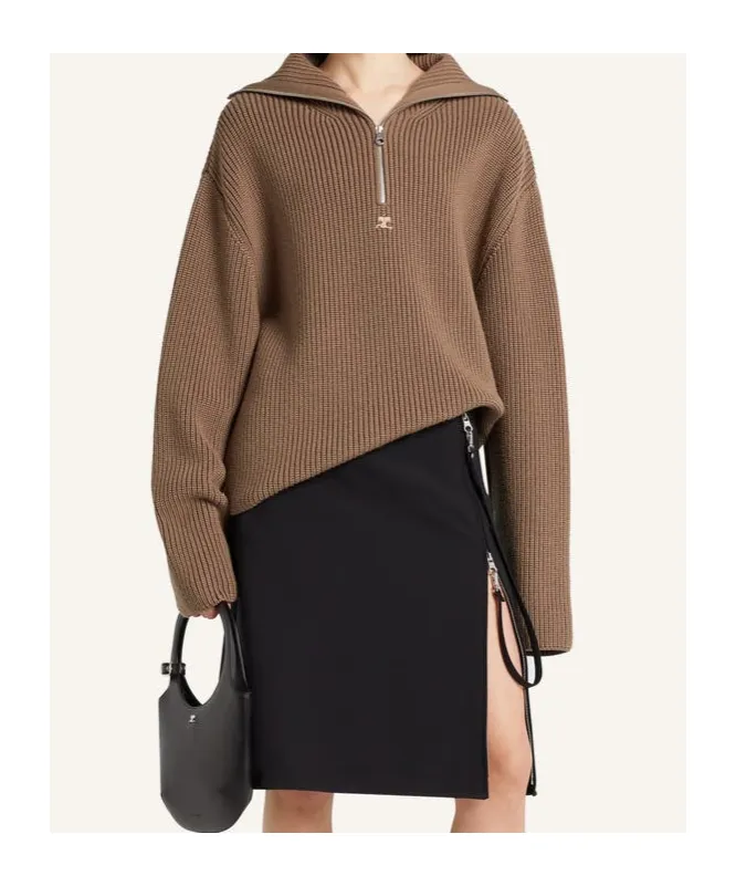 Half-Zip Ribbed-Knit Sweater