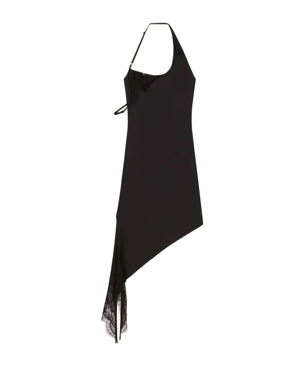 Asymmetrical Lace-Trimmed Dress