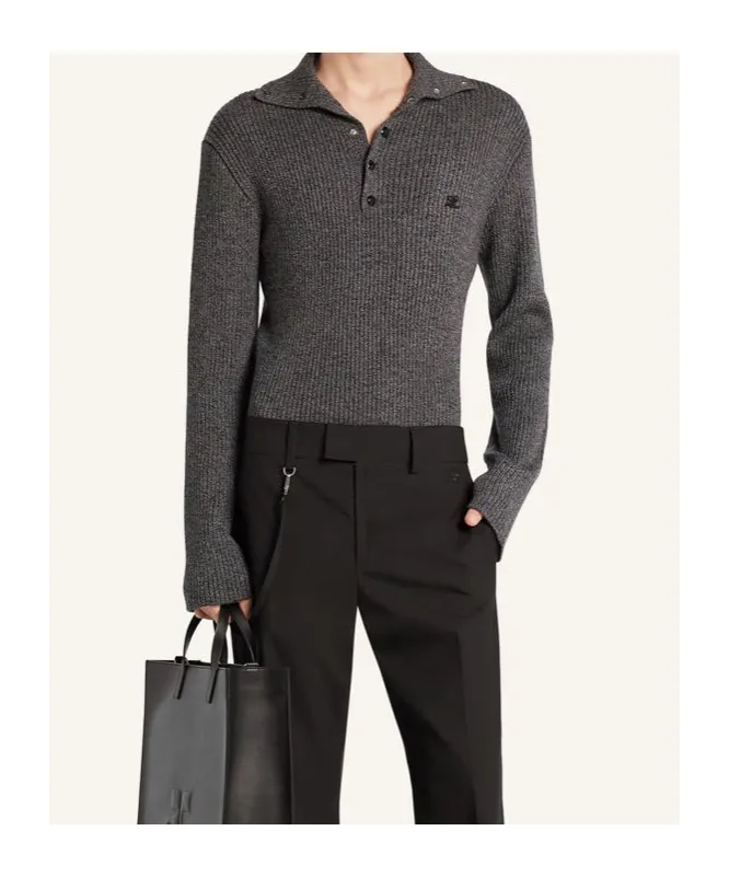Ribbed Wool Polo