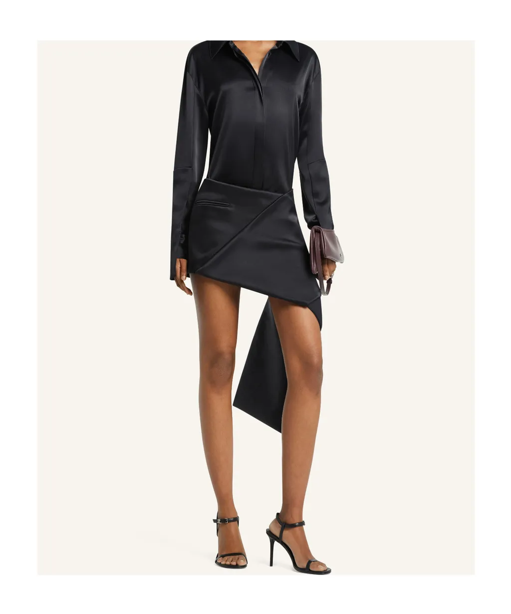 Folded Satin Mini Skirt