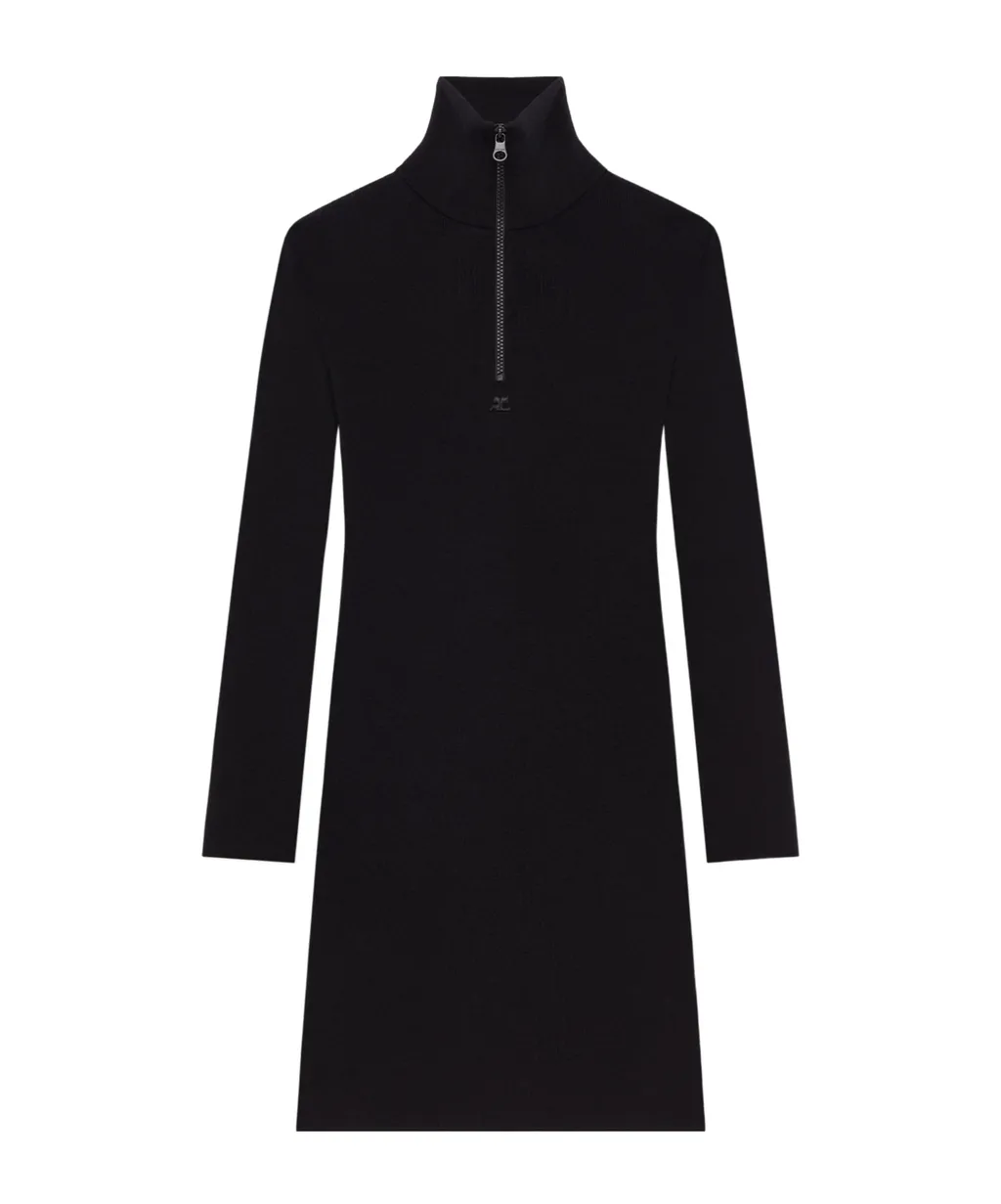 Zip-Closure Jersey Dress
