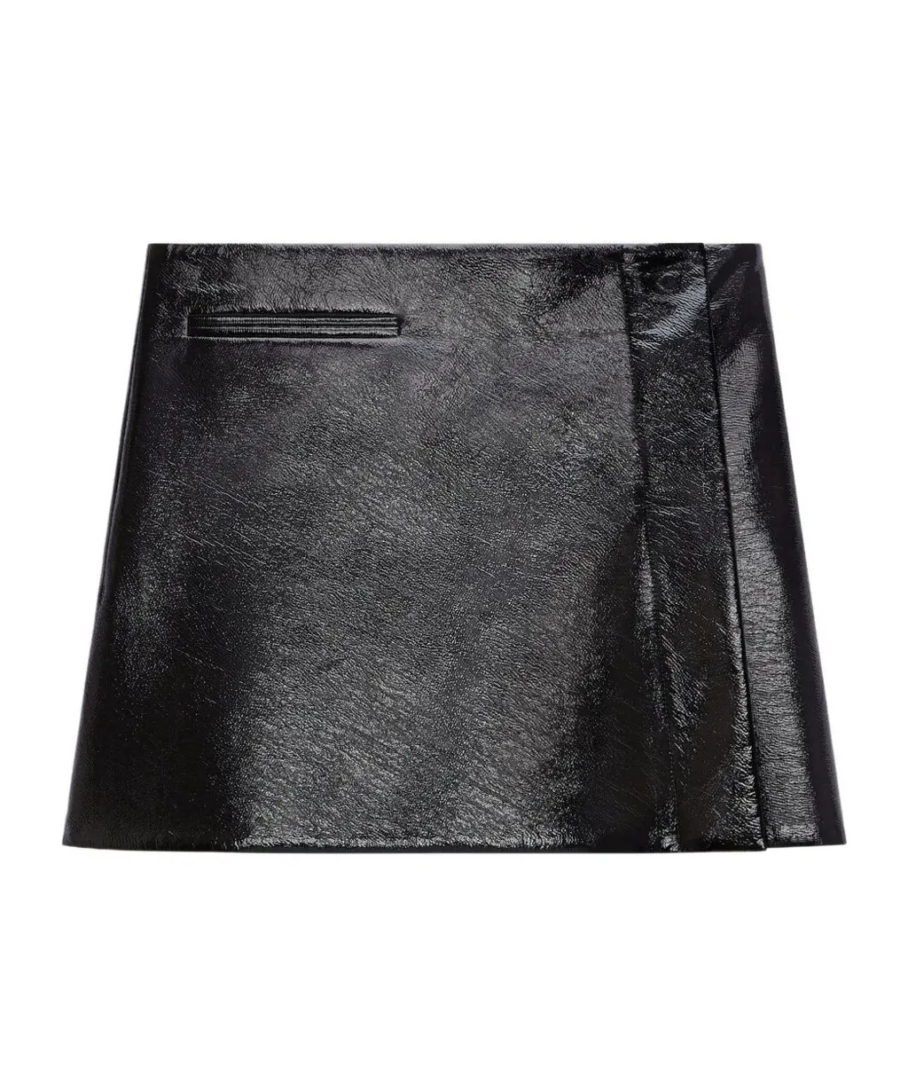 A-Line Shaped Vinyl Mini Skirt
