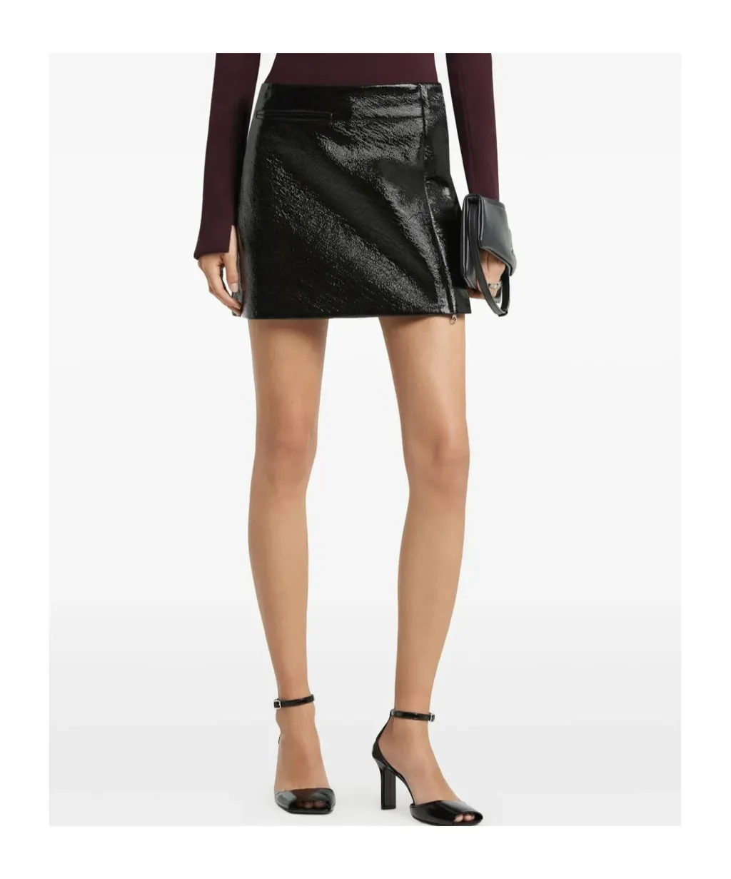 A-Line Shaped Vinyl Mini Skirt