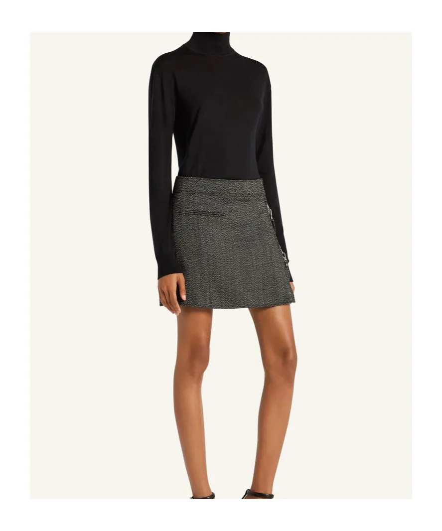 Zippered Tweed Mini Skirt
