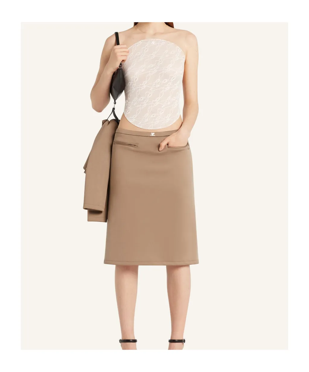 Elastic Waistband Tailored Skirt
