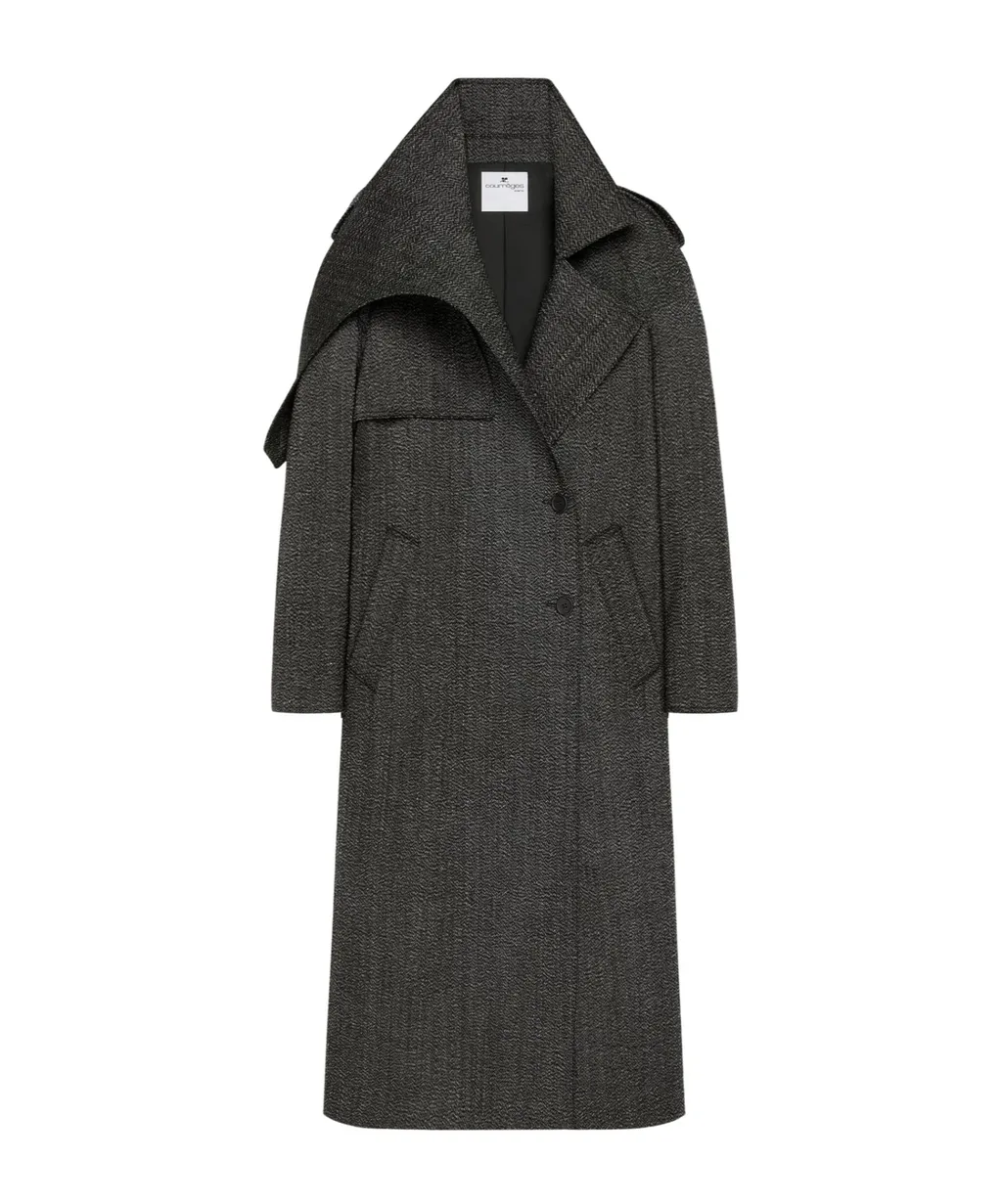 Asymmetric Collar Long Coat