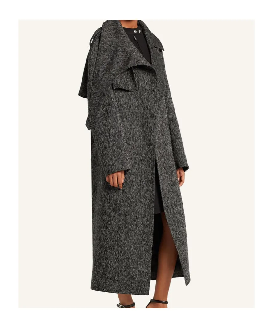 Asymmetric Collar Long Coat