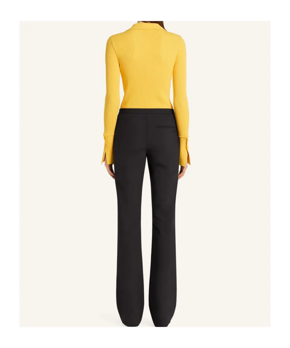 Ribbed-Knit Polo Top