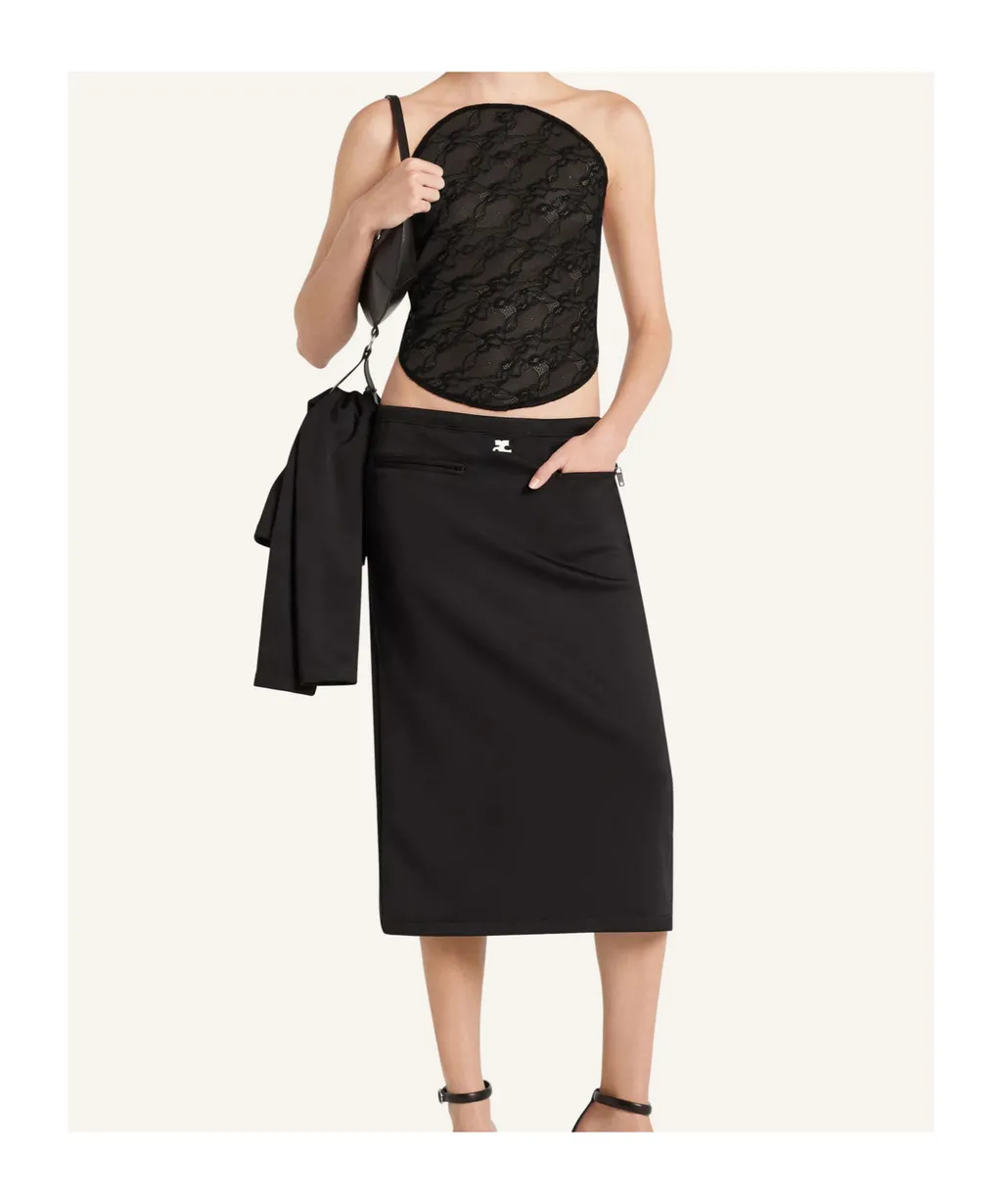 Elastic Waistband Tailored Skirt