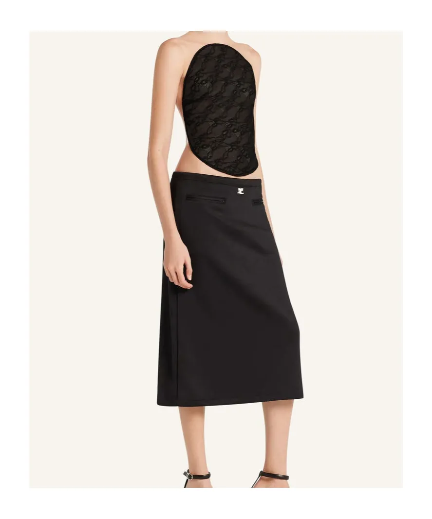 Elastic Waistband Tailored Skirt
