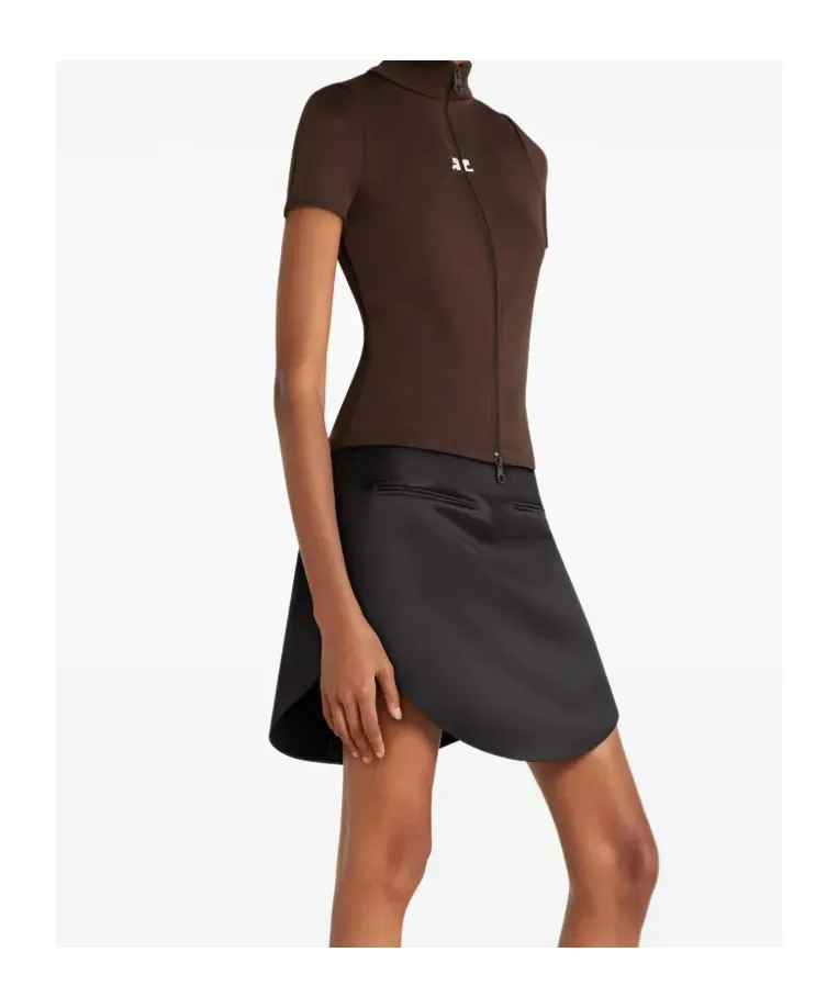 Zippered Short-Sleeve Top