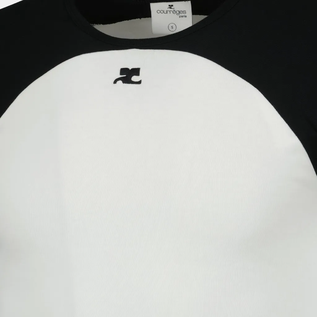 CourrÈGes Circle Contrast Raglan-Sleeve Crewneck T-Shirt