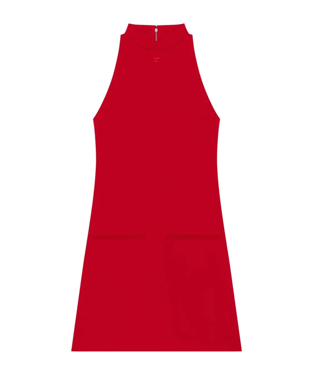 High-Neck Sleeveless Dress
