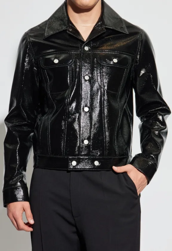 High-Shine Button-Fastening Jacket