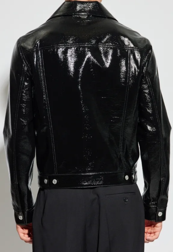 High-Shine Button-Fastening Jacket
