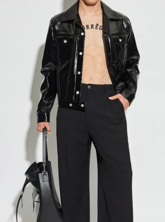 High-Shine Button-Fastening Jacket