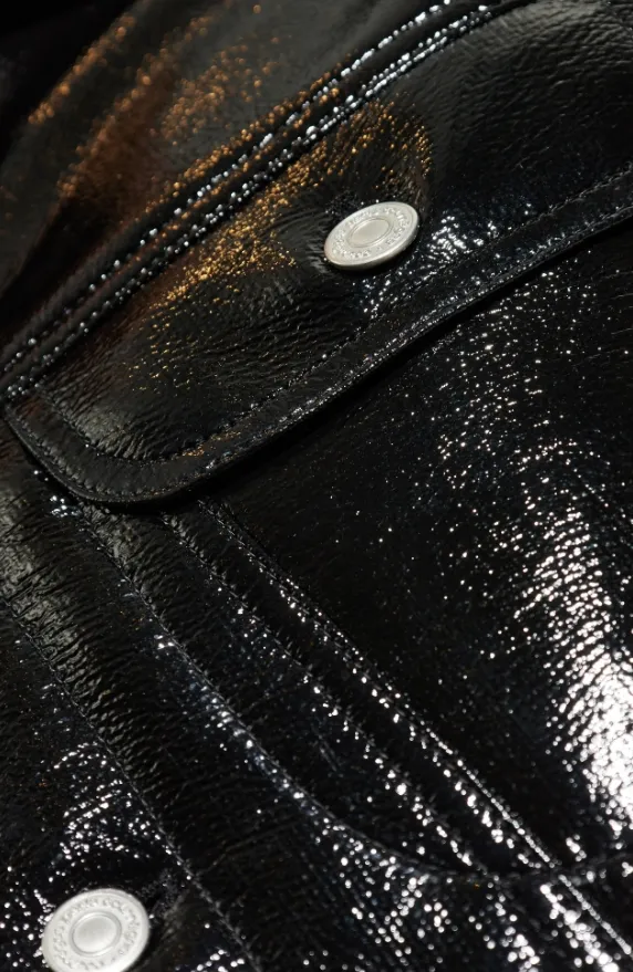 High-Shine Button-Fastening Jacket
