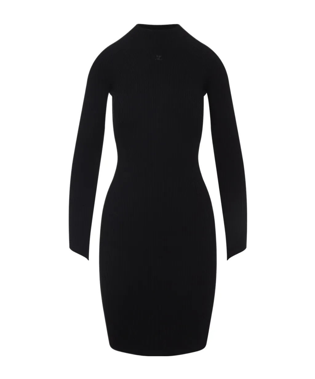 Ribbed High-Neck Dress