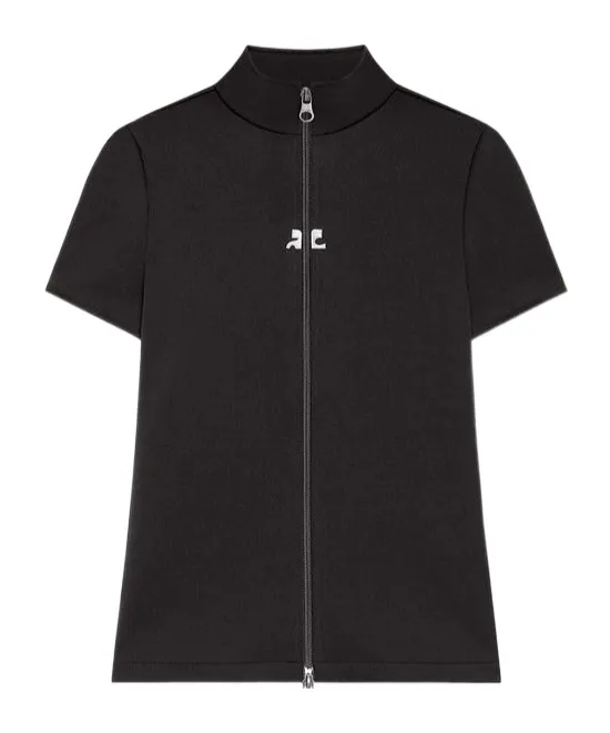 Zip-Up Short-Sleeve Top