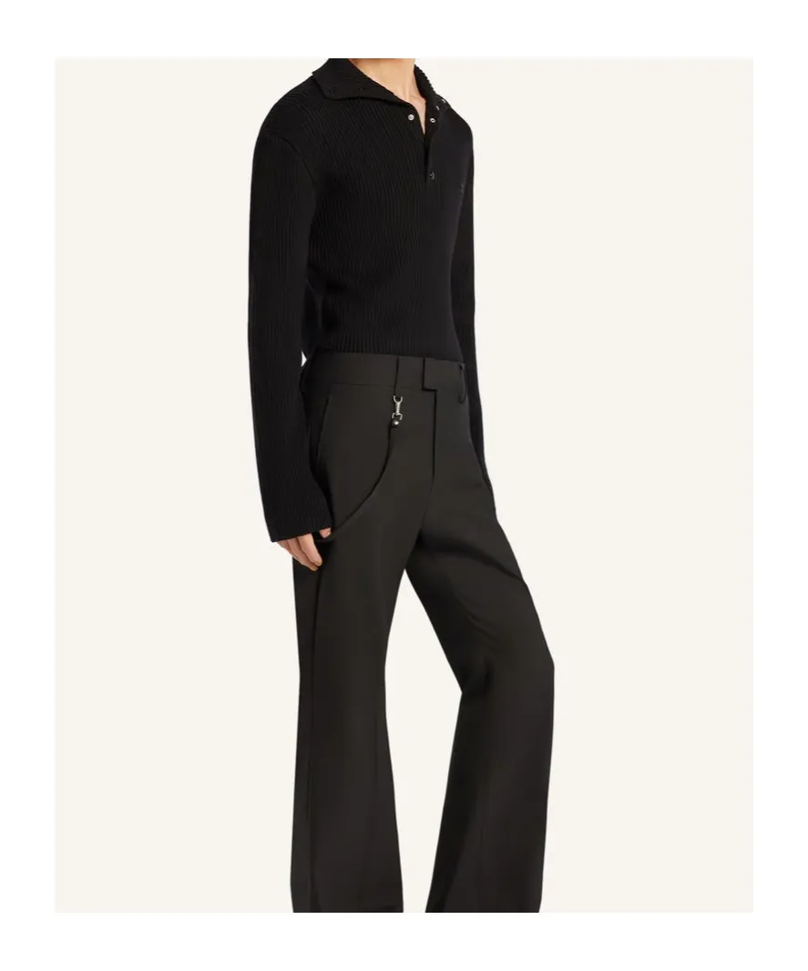 Ribbed-Knit Polo Sweater