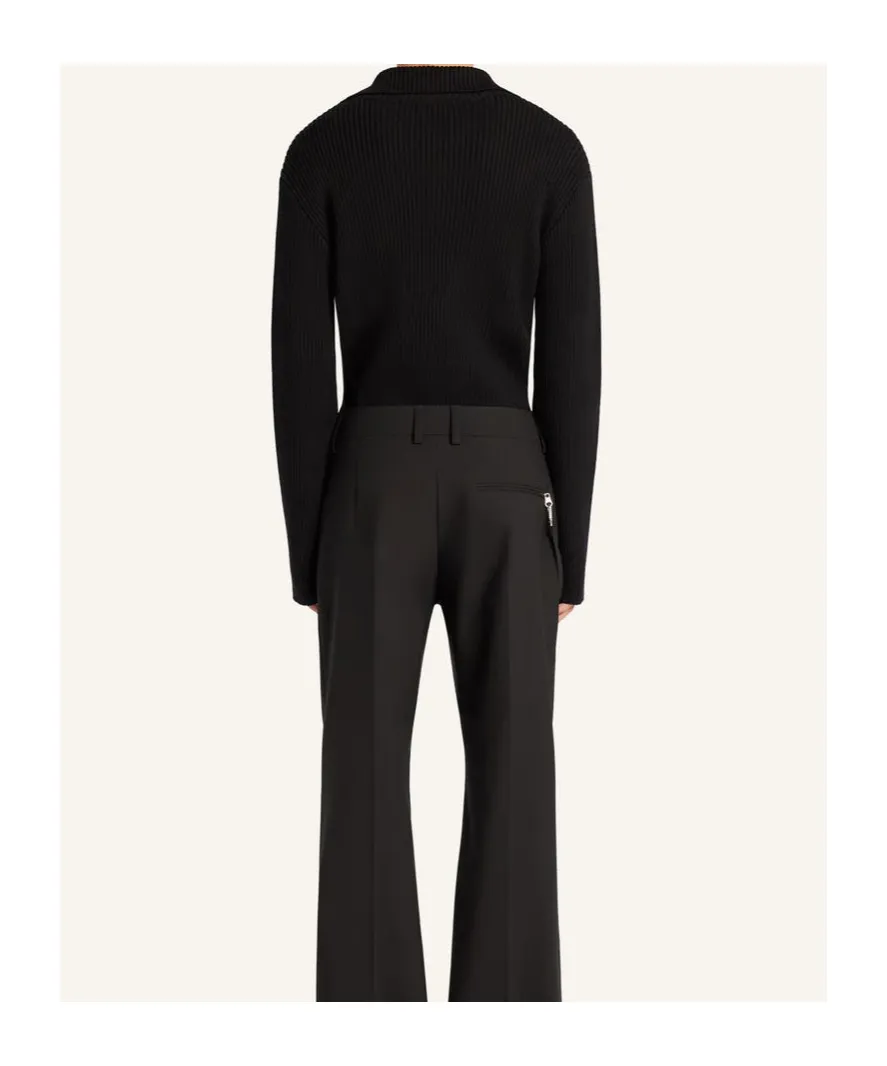 Ribbed-Knit Polo Sweater