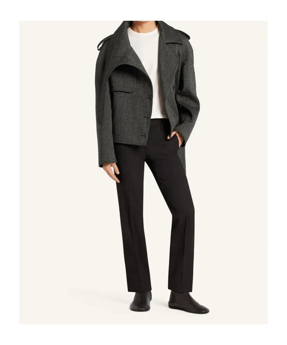 Oversized-Collar Cropped Jacket