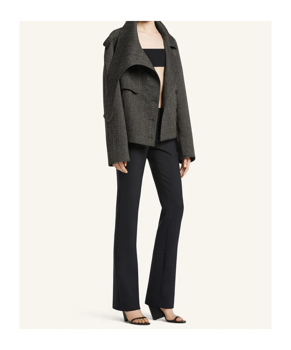 Oversized-Collar Cropped Jacket