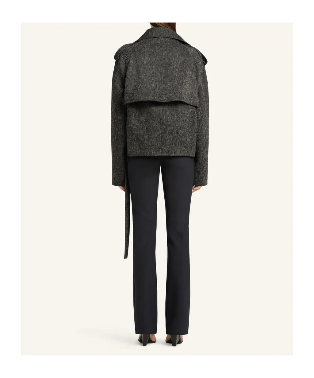 Oversized-Collar Cropped Jacket