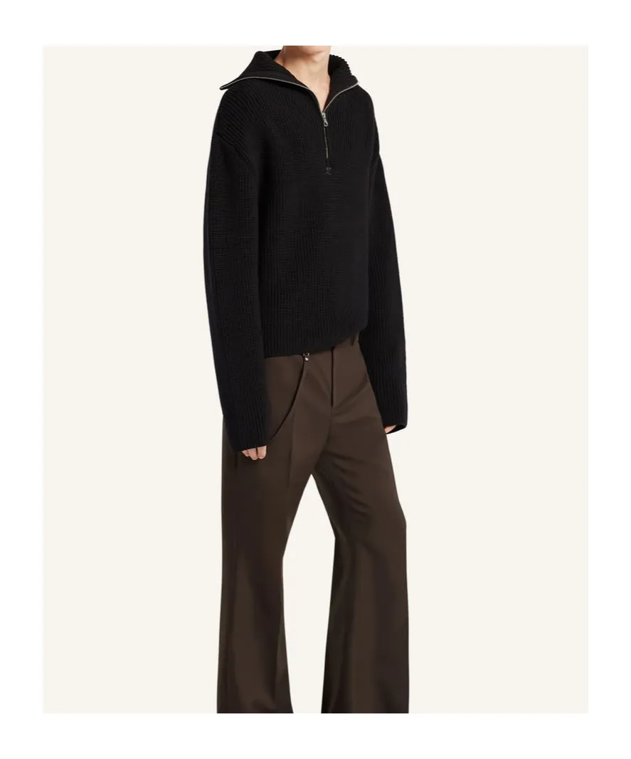 Zip-Neck Ribbed-Knit Sweater