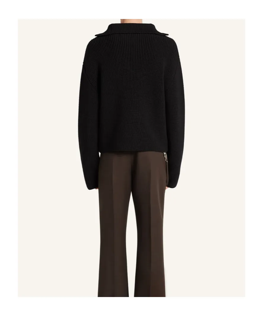 Zip-Neck Ribbed-Knit Sweater