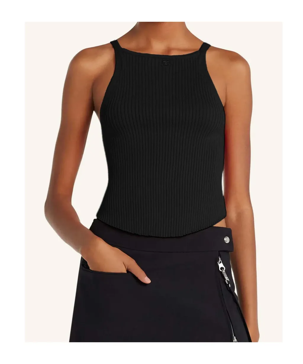 Sleeveless Circle Rib Knit Top
