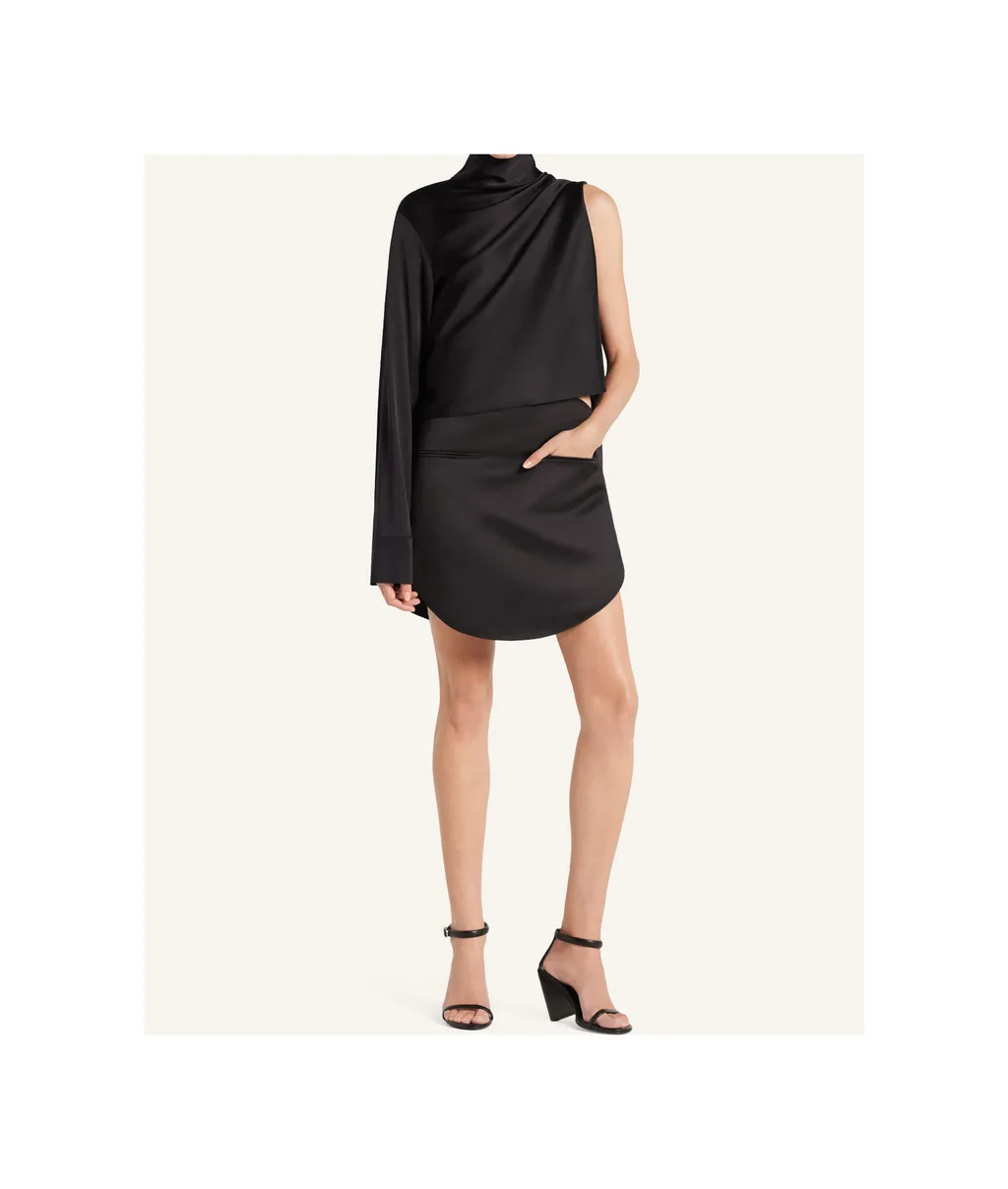 Rear Zipped Satin Mini Skirt