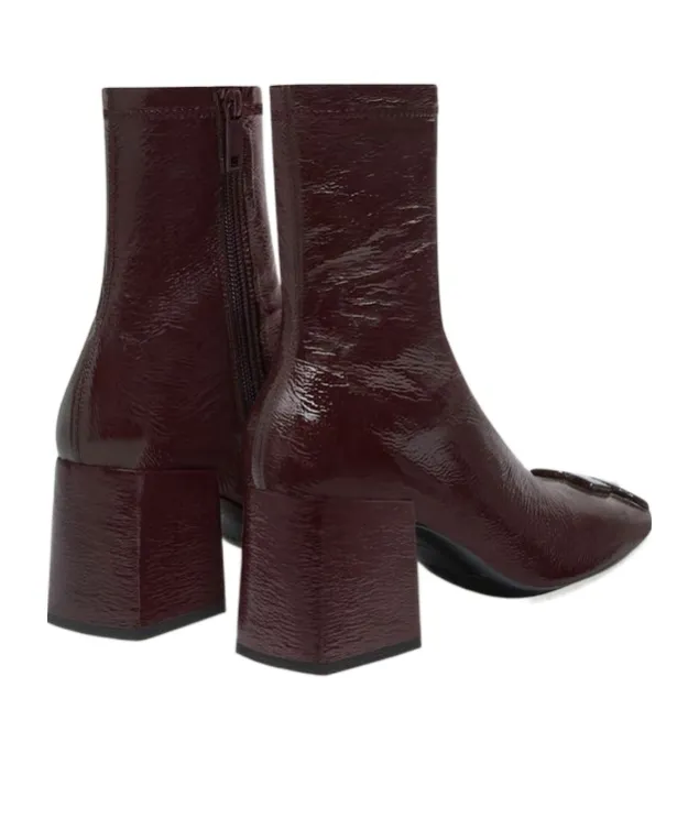 Zip Detailed Square Toe Ankle Boots