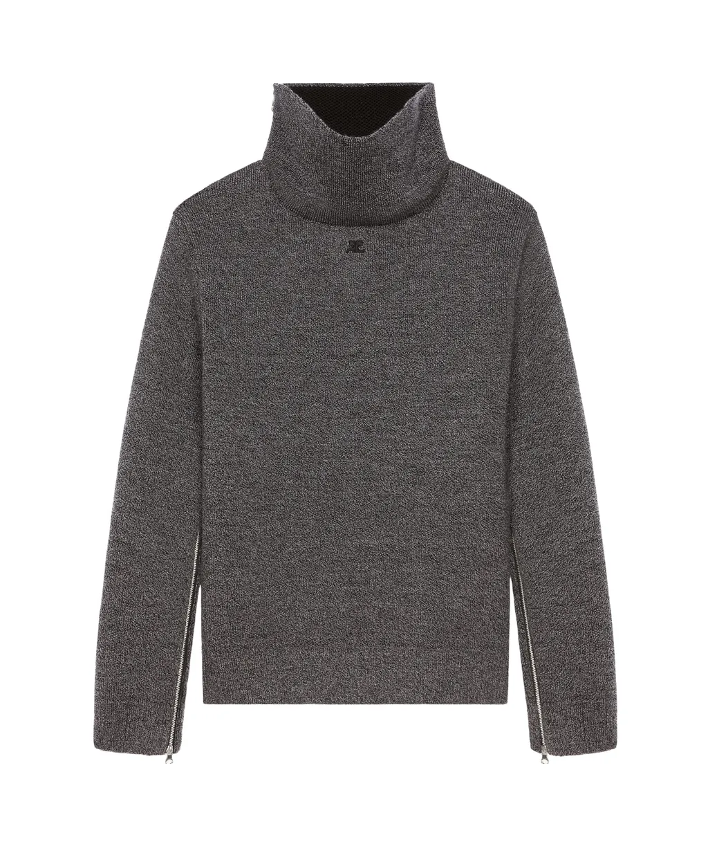 Zipped Mockneck Bonded Sweater