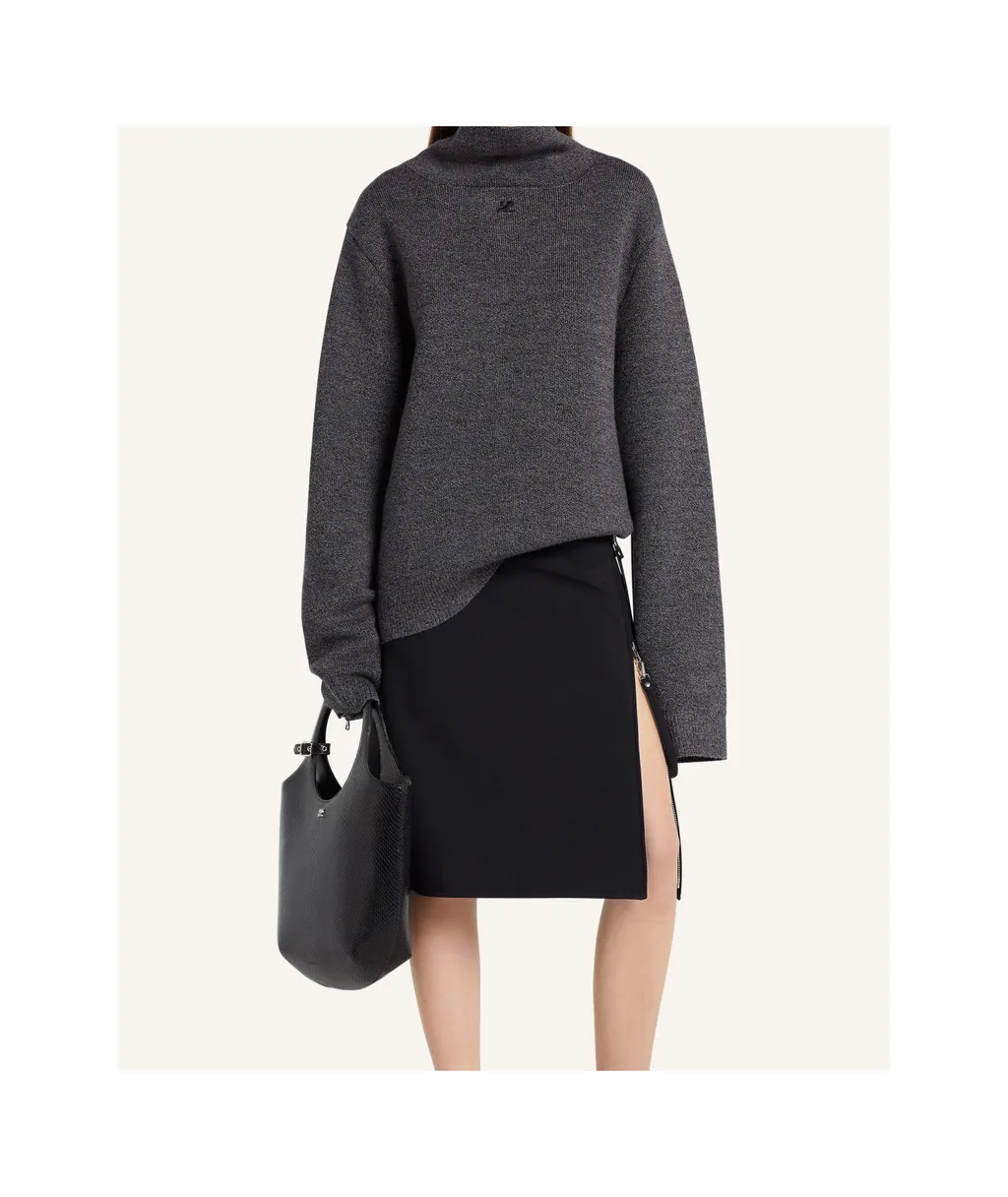 Zipped Mockneck Bonded Sweater