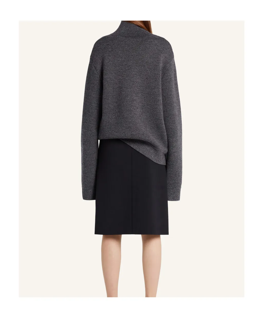 Zipped Mockneck Bonded Sweater