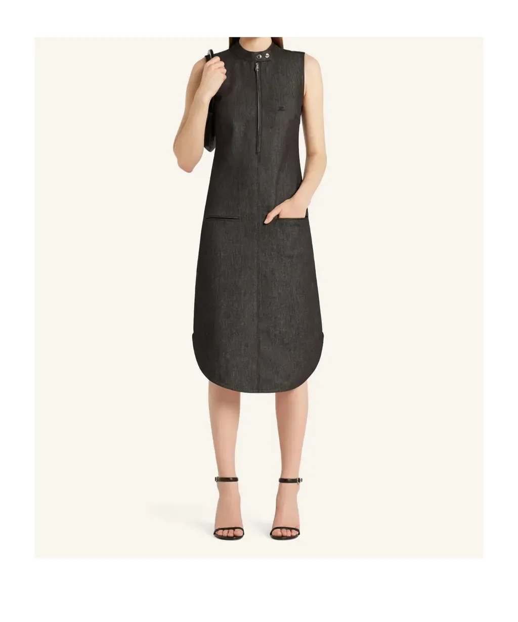 Zip-Front Sleeveless Dress