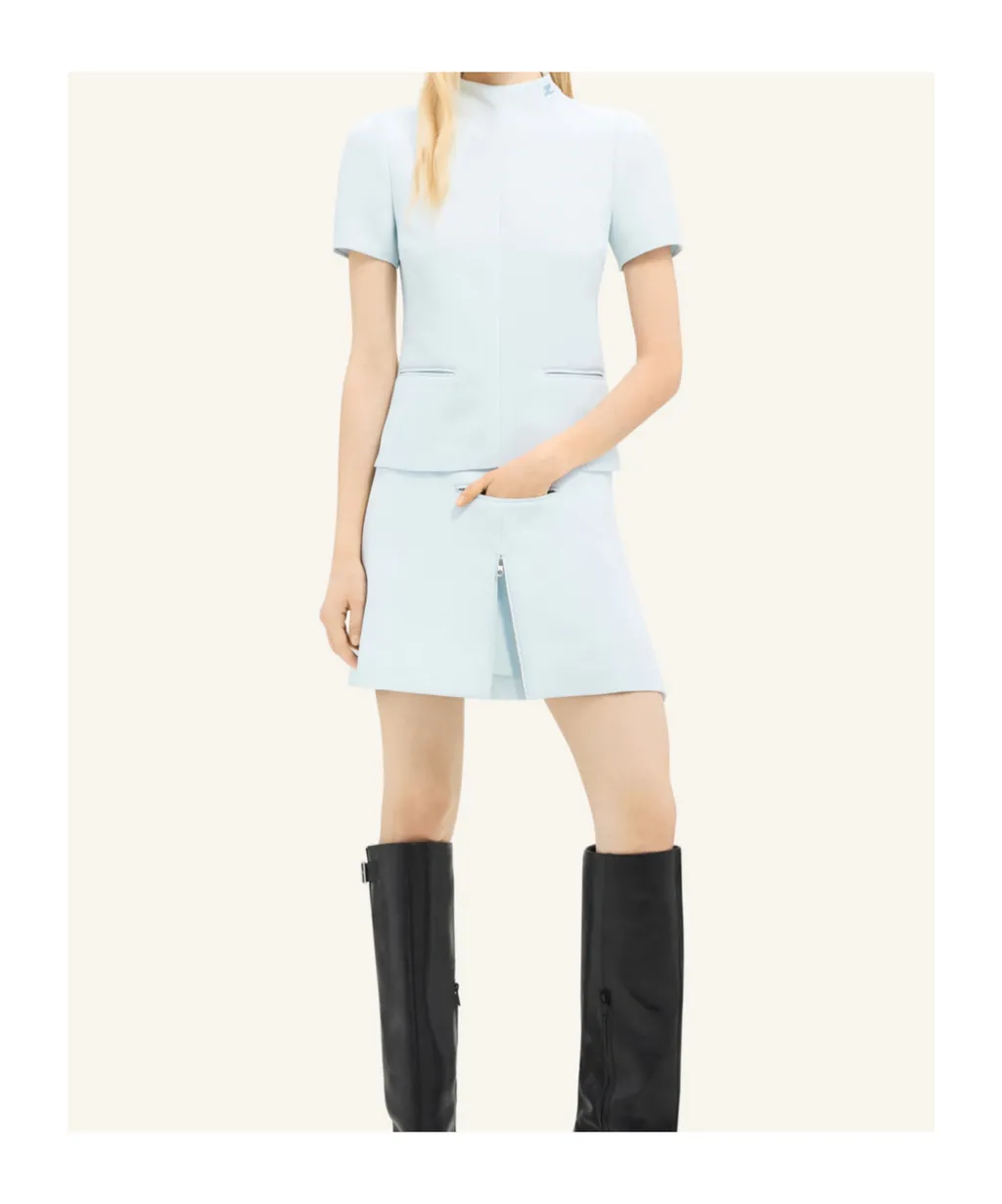 Zip-Detail Twill Miniskirt