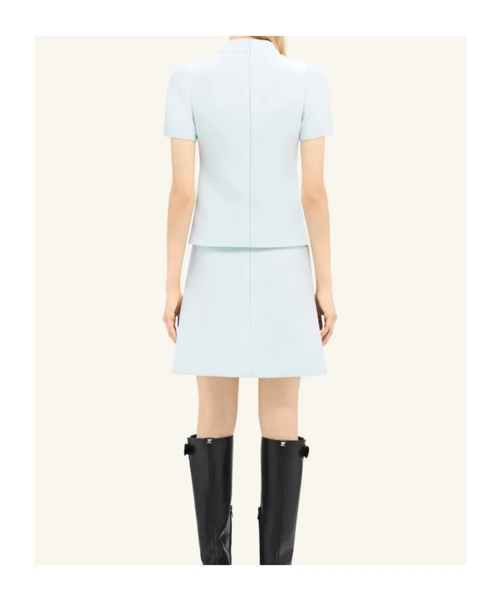 Zip-Detail Twill Miniskirt